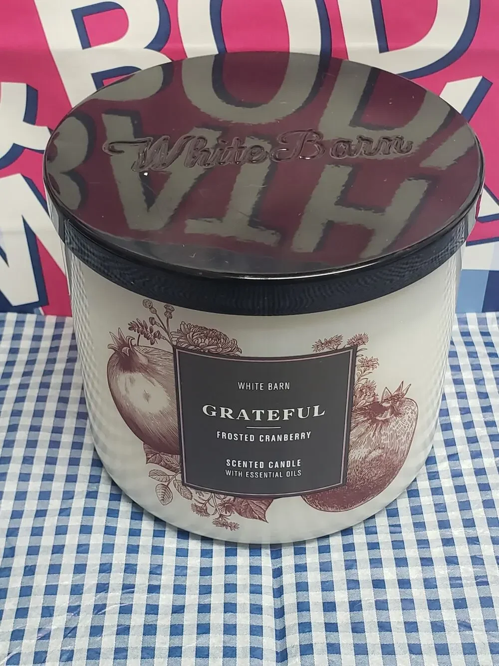 BBW GRATEFUL Frosted Cranberry Large 3 Wick Candle Home Fragrance Decor